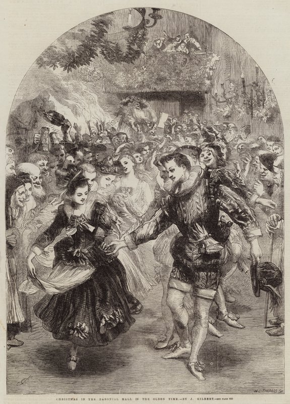 Kerstmis in de Baroniale Hal in de Oude Tijd door John Gilbert