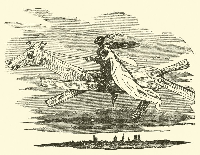 Don Quichot op het betoverde paard door John Gilbert