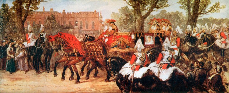 De Prins en Prinses van Wales op weg naar de Ontvangst van de Koningin door John Gilbert