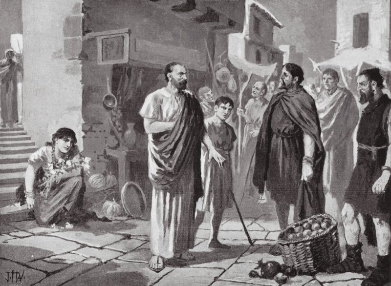 Romeinse kolonisten die handelen met de inheemse Daciërs door John Harris Valda