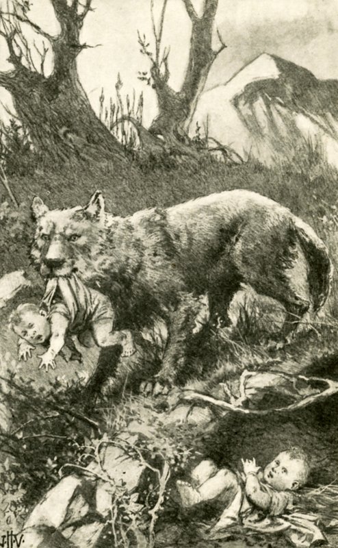 Romulus en Remus verzorgd door de wolf door John Harris Valda