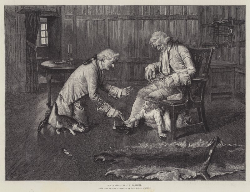 Speelkameraadjes, van het schilderij tentoongesteld in de Royal Academy door John Henry Lorimer