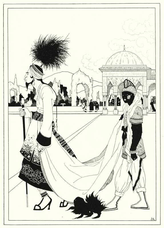 Illustratie voor het verhaal van Aladdin en de wonderlamp (litho) door John Kettelwell