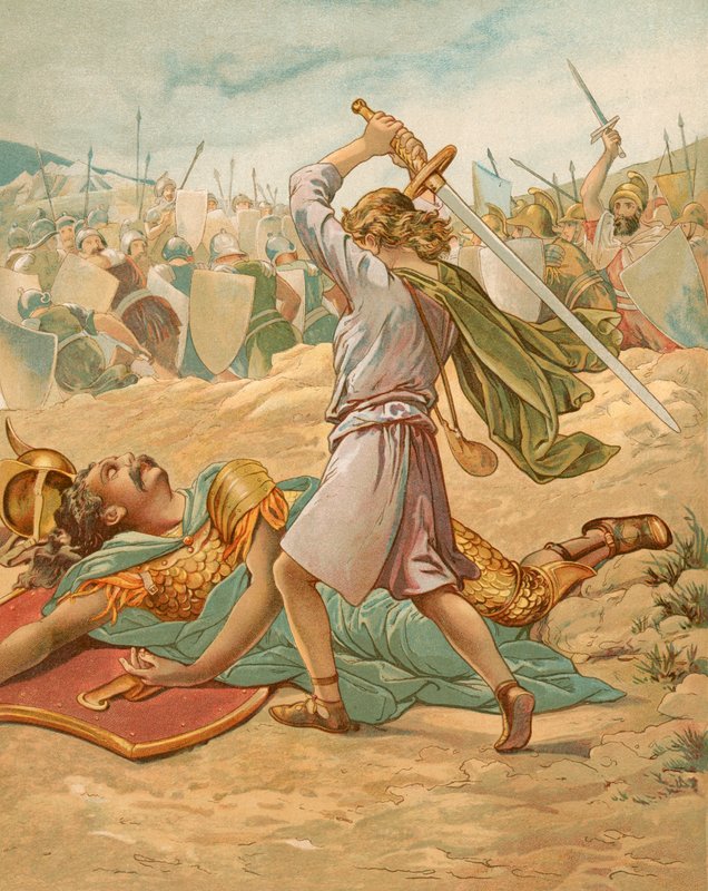 David op het punt Goliath te doden door John Lawson