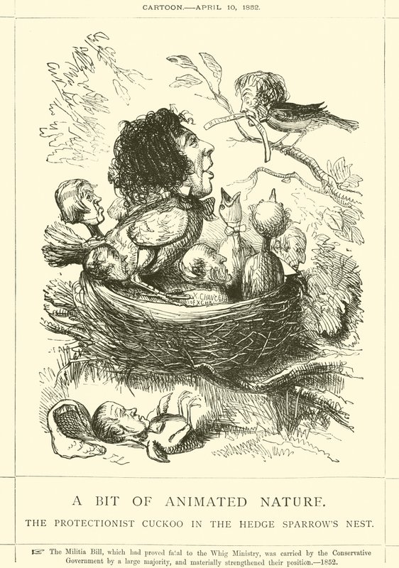 Een Stukje Geanimeerde Natuur, De Protectionistische Koekoek in het Heggenmussen Nest door John Leech