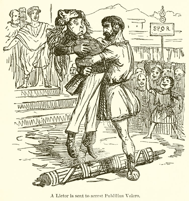 Een Lictor wordt gestuurd om Publilius Volero te arresteren door John Leech