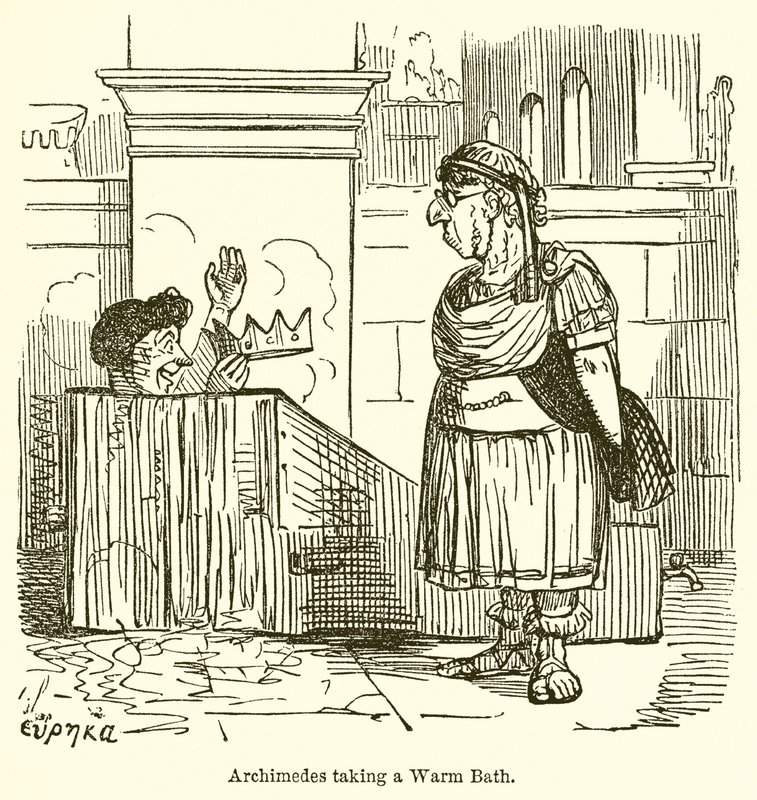Archimedes neemt een warm bad door John Leech
