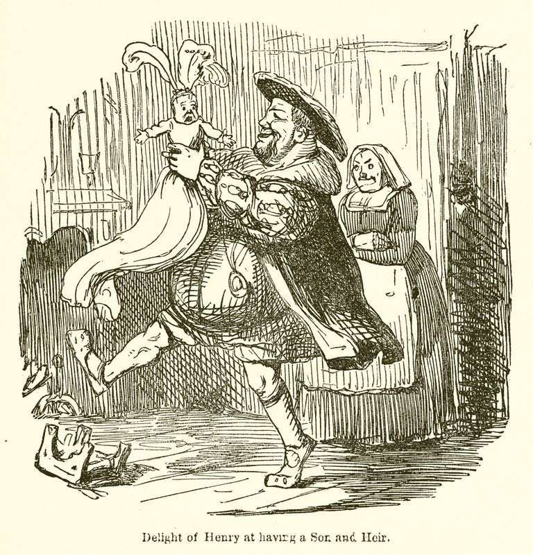 Vreugde van Henry bij het hebben van een zoon en erfgenaam door John Leech