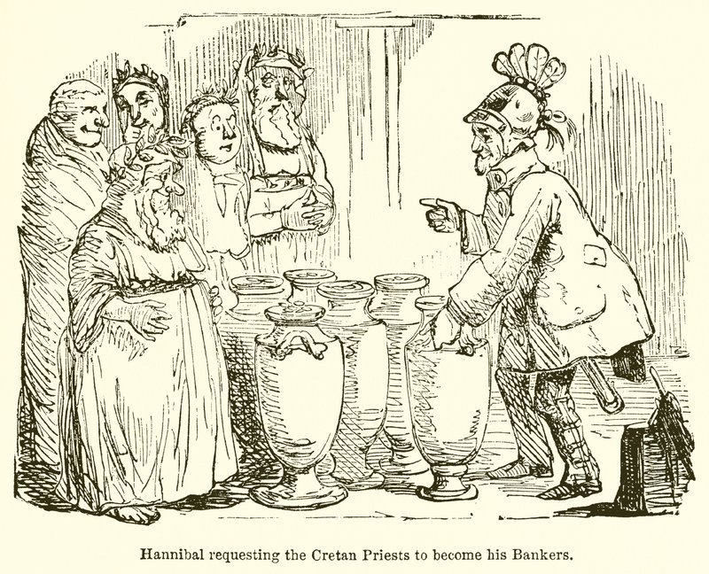 Hannibal vraagt de Kretenzische priesters om zijn bankiers te worden door John Leech