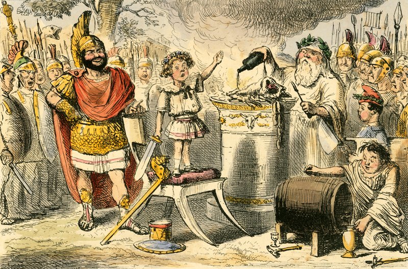 Hannibal, terwijl hij nog een kind is, zweert eeuwige haat tegen de Romeinen door John Leech