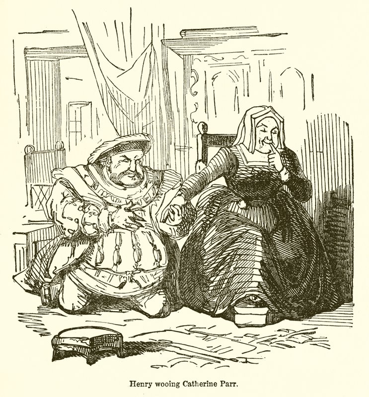 Henry die Catherine Parr het hof maakt door John Leech