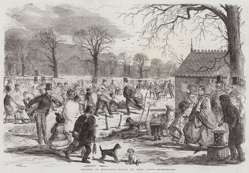 Schaatsen in Hyde-Park door John Leech