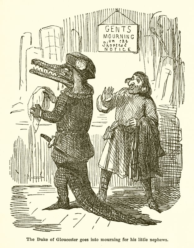 De hertog van Gloucester rouwt om zijn kleine neefjes door John Leech