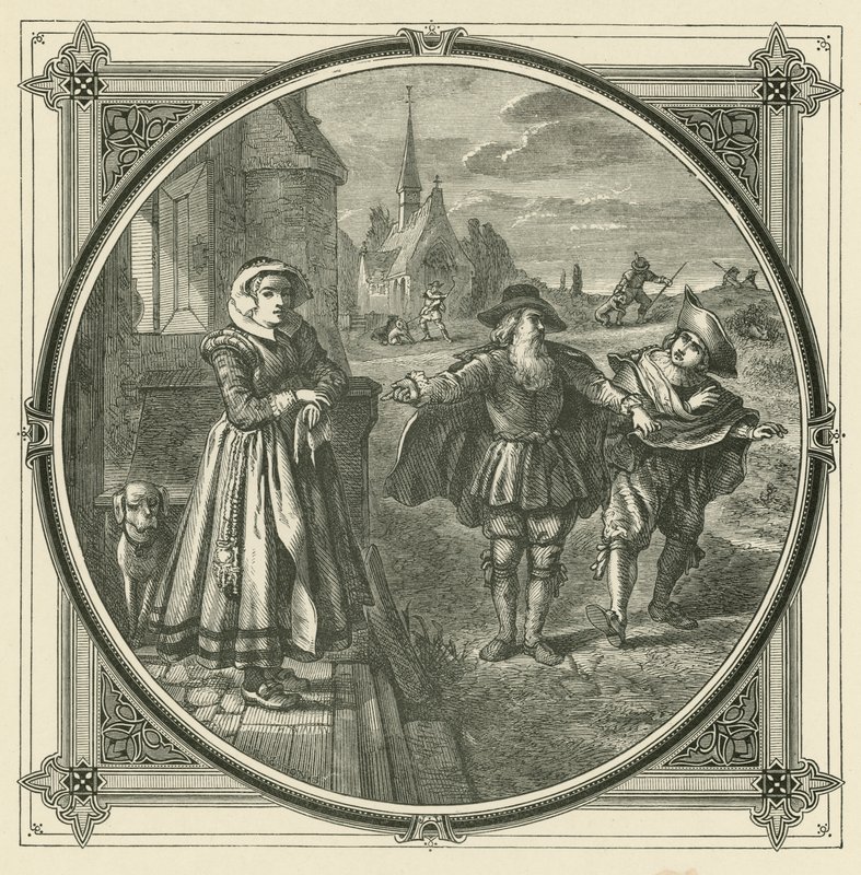 Met onwillige honden is het moeilijk hazen vangen (gravure) door John Leighton