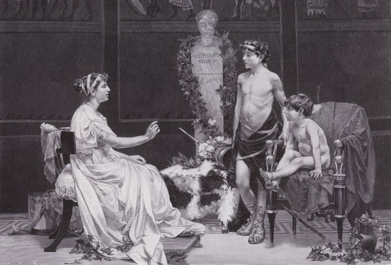 Cornelia, moeder van de Gracchi (litho) door Jose Garnelo y Alda