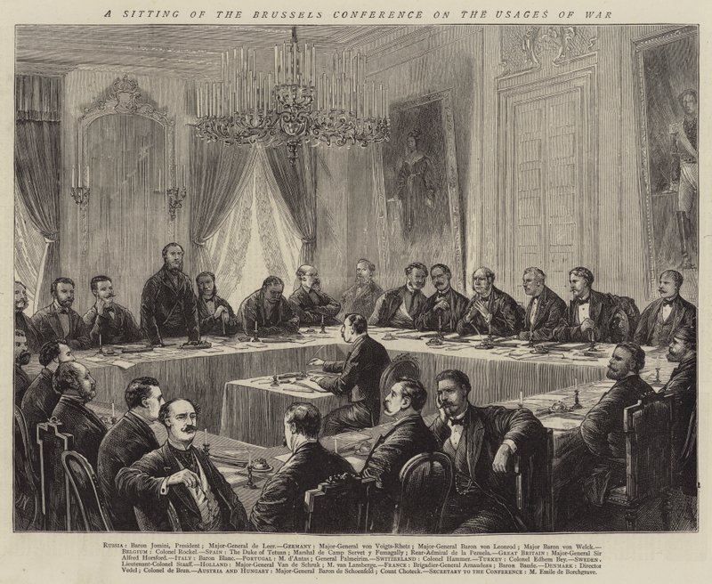Een zitting van de Brusselse conferentie over de gebruiken van oorlog door Joseph Nash
