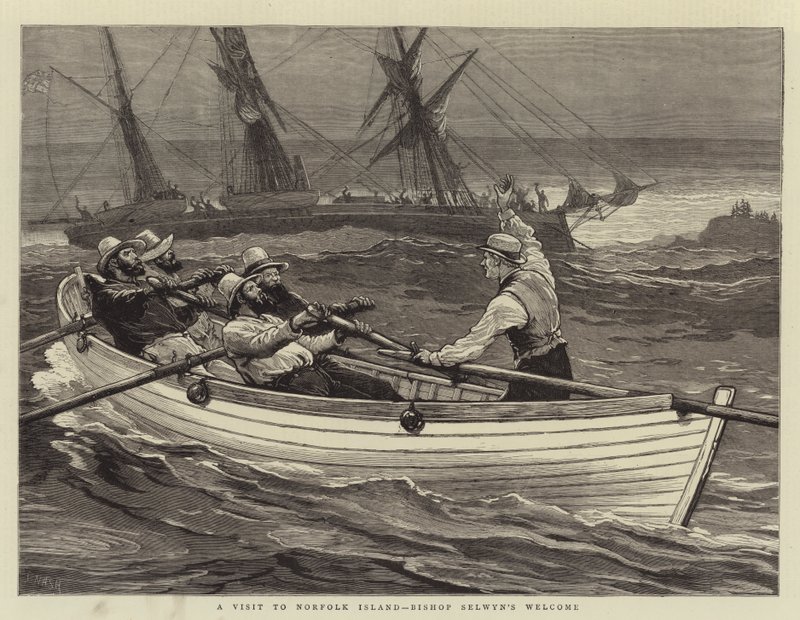 Een Bezoek aan Norfolk Island, Welkom van Bisschop Selwyn door Joseph Nash