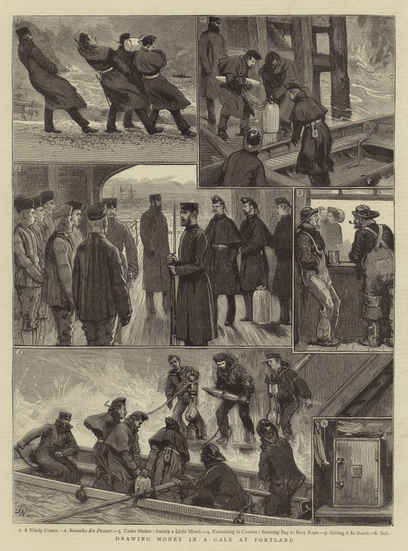 Geld opnemen in een storm bij Portland door Joseph Nash