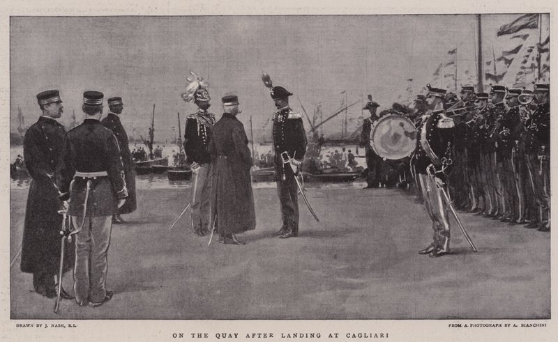Op de kade na aankomst in Cagliari door Joseph Nash
