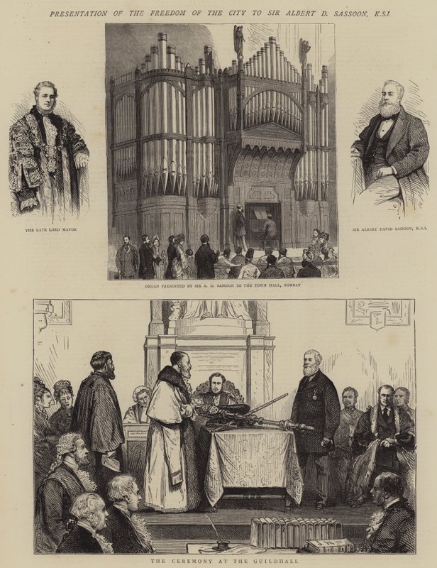 Overhandiging van de vrijheid van de stad aan Sir Albert D Sassoon, KSI door Joseph Nash