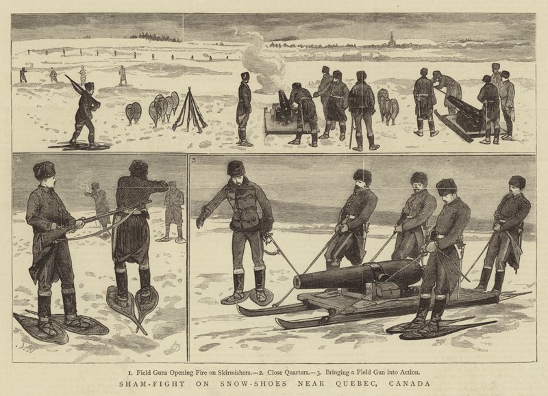 Schijngevecht op Sneeuwschoenen bij Quebec, Canada door Joseph Nash