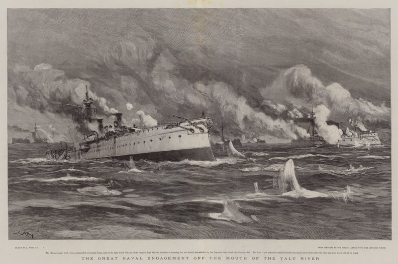 De grote zeeslag bij de monding van de Yalu-rivier door Joseph Nash