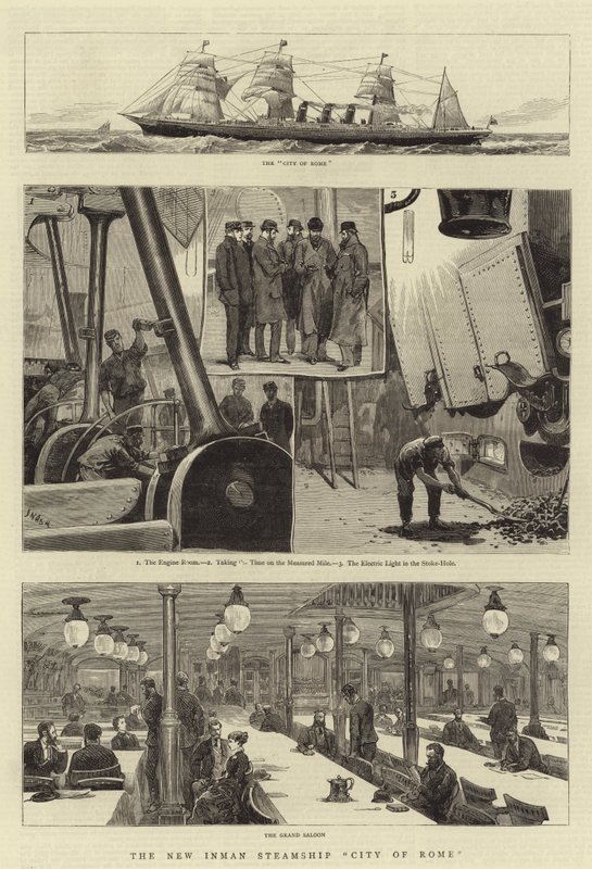 Het nieuwe Inman stoomschip City of Rome door Joseph Nash