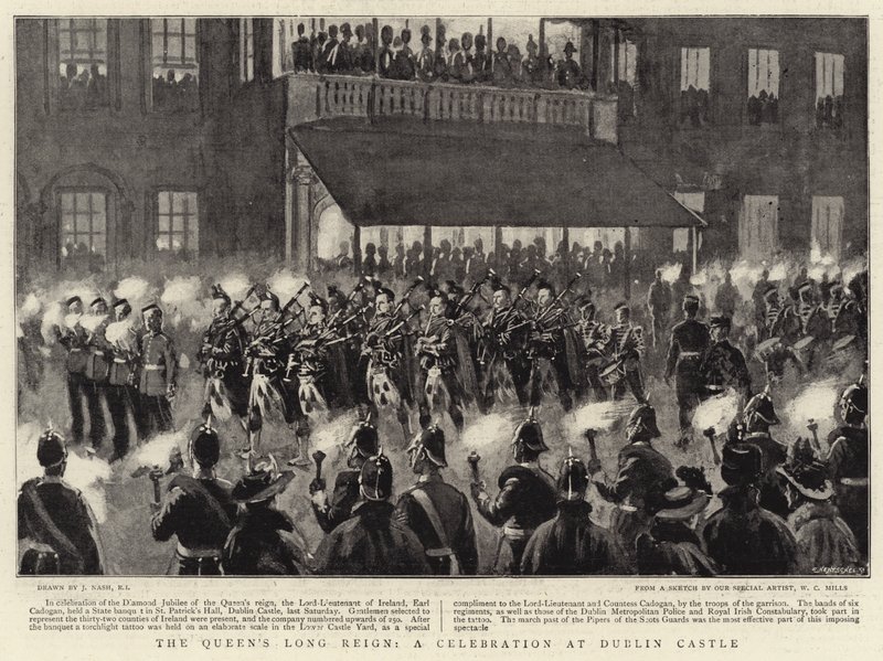 Het lange bewind van de koningin, een viering in Dublin Castle door Joseph Nash