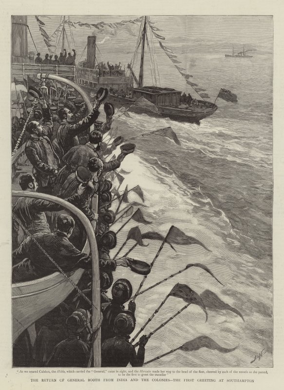 De terugkeer van generaal Booth uit India en de koloniën, de eerste begroeting in Southampton door Joseph Nash