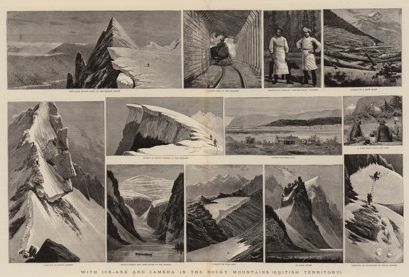 Met IJsbijl en Camera in de Rocky Mountains, Brits Gebied door Joseph Nash
