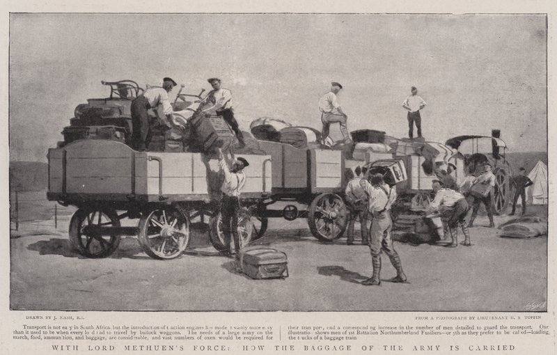 Met de troepen van Lord Methuen, hoe de bagage van het leger wordt vervoerd door Joseph Nash