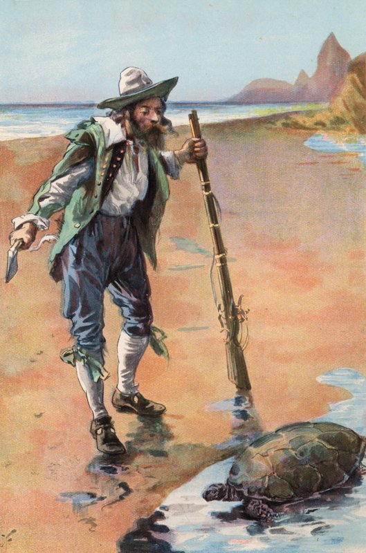 Robinson Crusoe: Ik vind een schildpad door Joseph (after) Finnemore