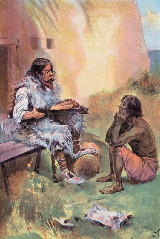 Robinson Crusoe: Ik leer Vrijdag door Joseph (after) Finnemore
