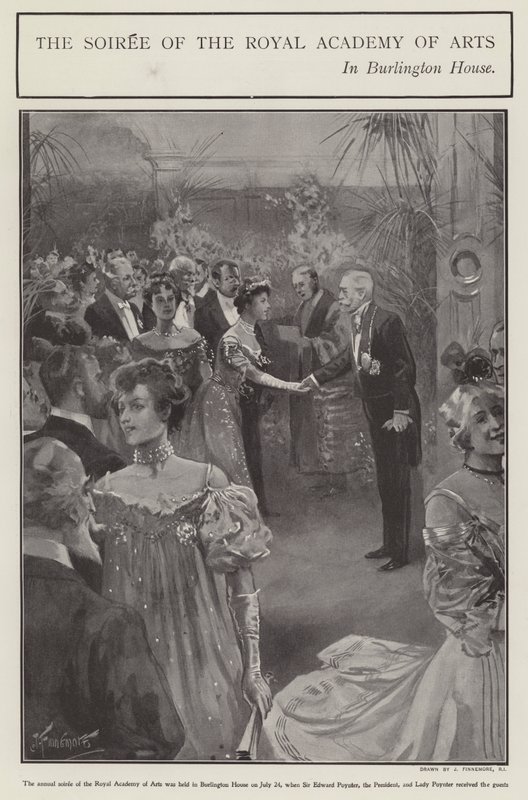 De soiree van de Royal Academy of Arts in Burlington House, Londen door Joseph (after) Finnemore