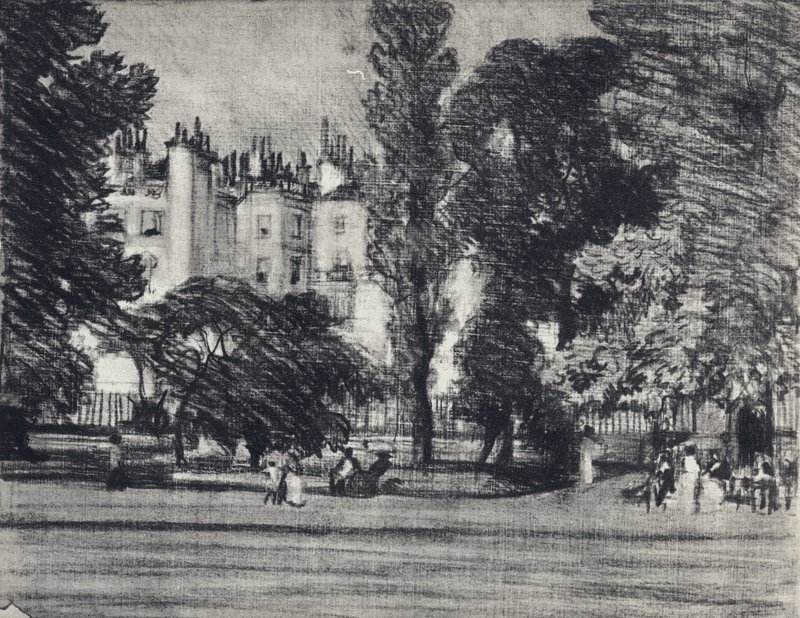 Park Lane, vanaf het park door Joseph (after) Pennell