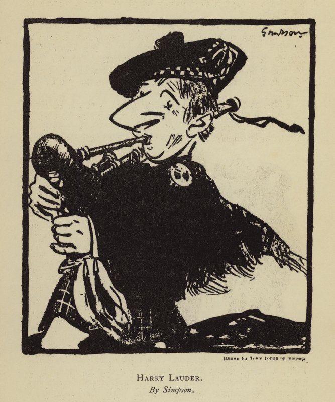 Harry Lauder, Schotse zanger en komiek (litho) door Joseph (after) Simpson