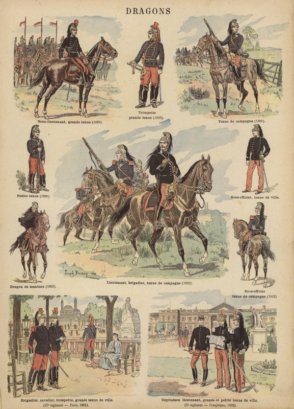 Dragonders van het Franse leger door Joseph Charles (after) Beuzon