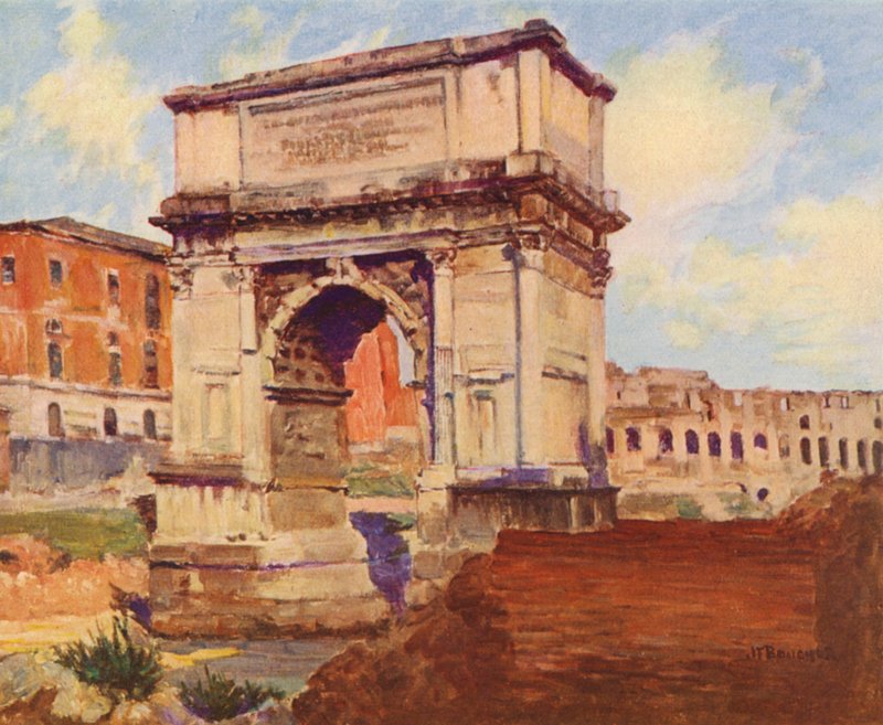 Rome: Het Forum, De Boog van Titus, Het Colosseum door Joseph Felix Bouchor