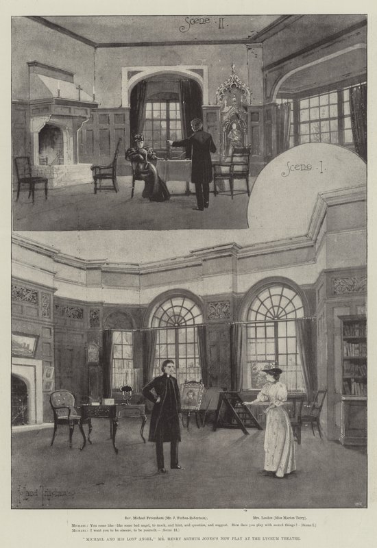 Michael en zijn verloren engel, het nieuwe toneelstuk van Mr Henry Arthur Jones in het Lyceum Theatre door Joseph Holland Tringham