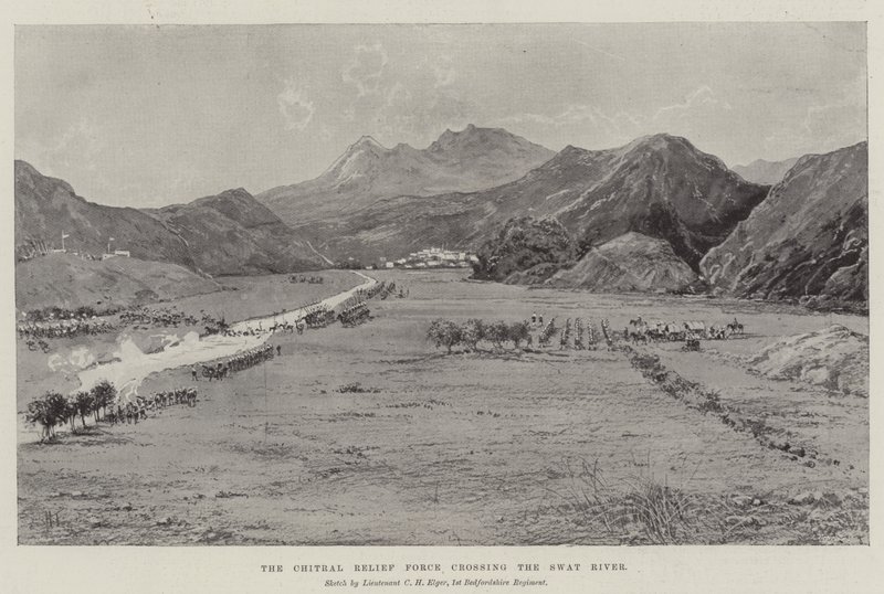 De Chitral Relief Force steekt de Swat-rivier over door Joseph Holland Tringham