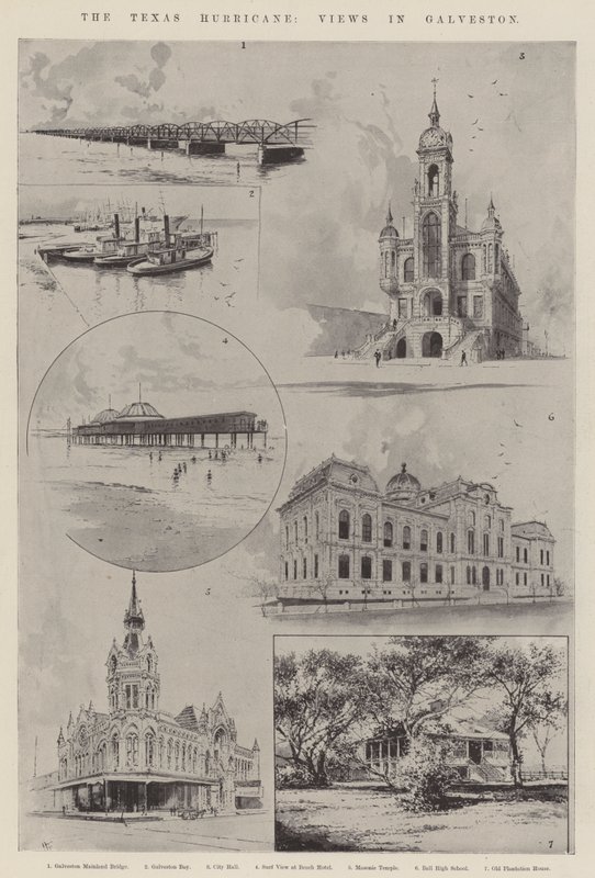 De orkaan in Texas, uitzichten in Galveston door Joseph Holland Tringham