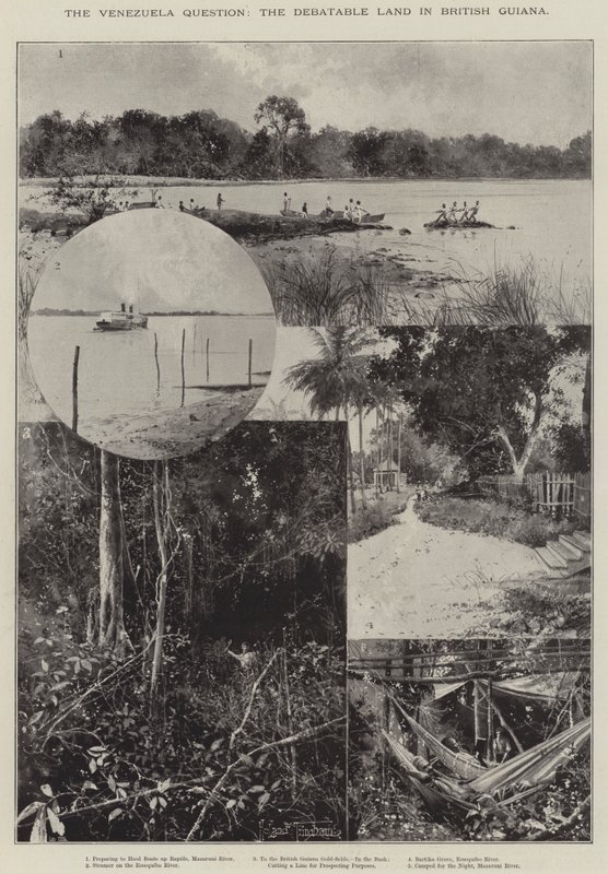 De Venezuela-kwestie, het betwiste land in Brits Guyana door Joseph Holland Tringham