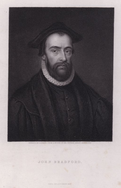 John Bradford, Engelse protestantse martelaar (gravure) door Joseph John Jenkins