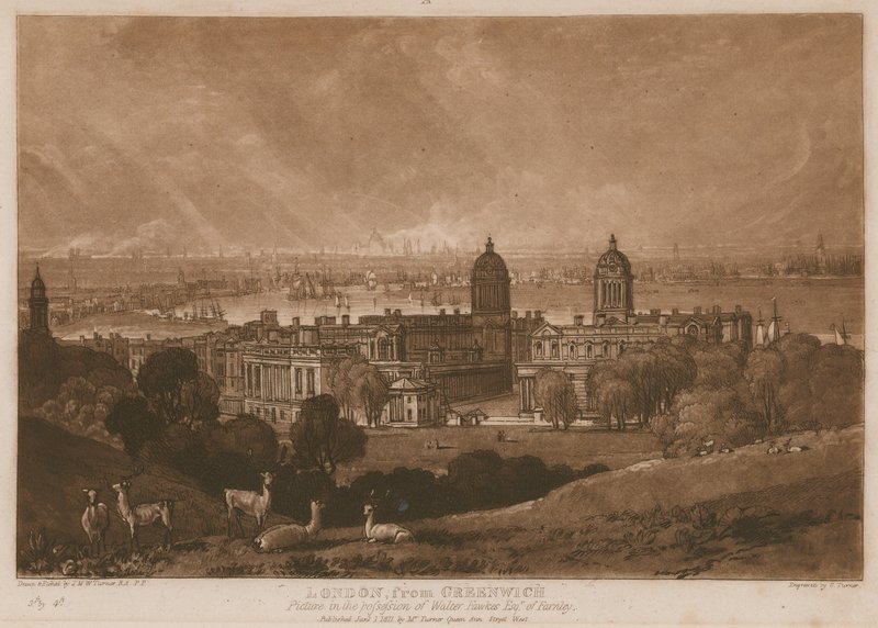 Londen vanuit Greenwich door Joseph Mallord William Turner