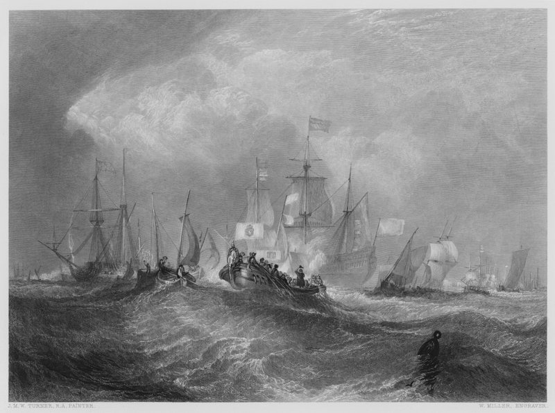 De Prins van Oranje landt bij Torbay, uit het schilderij in de Vernon Gallery door after Joseph Mallord William Turner