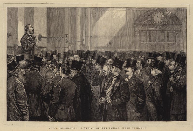 Wordt geslagen, een schets op de London Stock Exchange door Joseph Nash