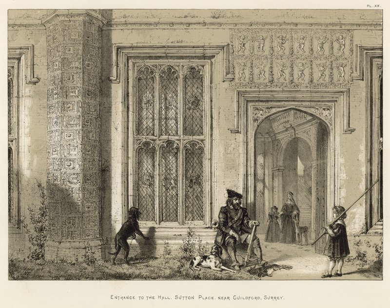 Ingang van de hal, Sutton Place, nabij Guildford, Surrey door Joseph Nash