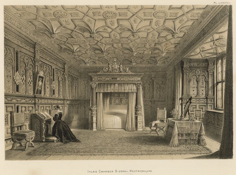 Ingelegde kamer, Sizergh, Westmoreland door Joseph Nash