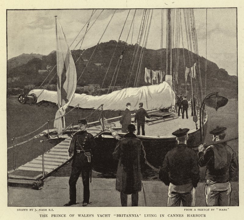 Het jacht Britannia van de Prins van Wales in de haven van Cannes door Joseph Nash