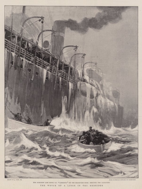 Het wrak van een lijnschip in de Hebriden door Joseph Nash